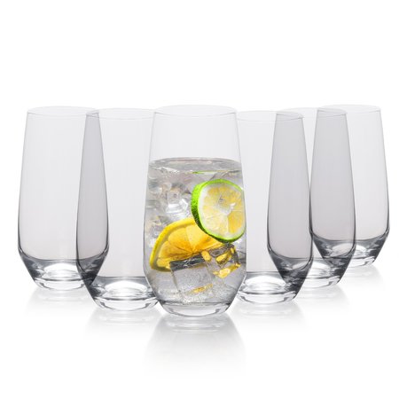 TABLE 12 16.5-Ounce Beverage Glasses, Set of 6, Lead-Free Crystal, Break Resistant TGLG6R30